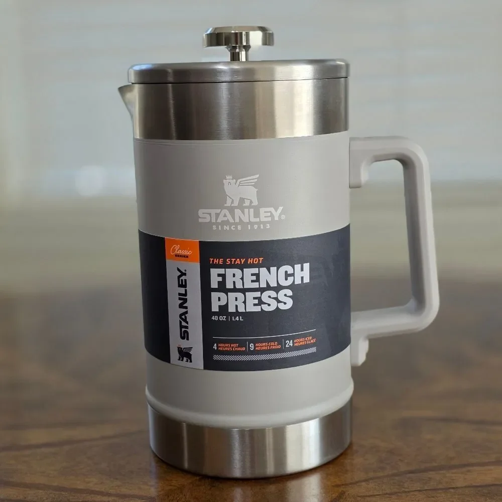 Stanley Stay Hot French Press 48 Oz Classic Series Grey Silver New Coffee Maker - Picture 2 of 7